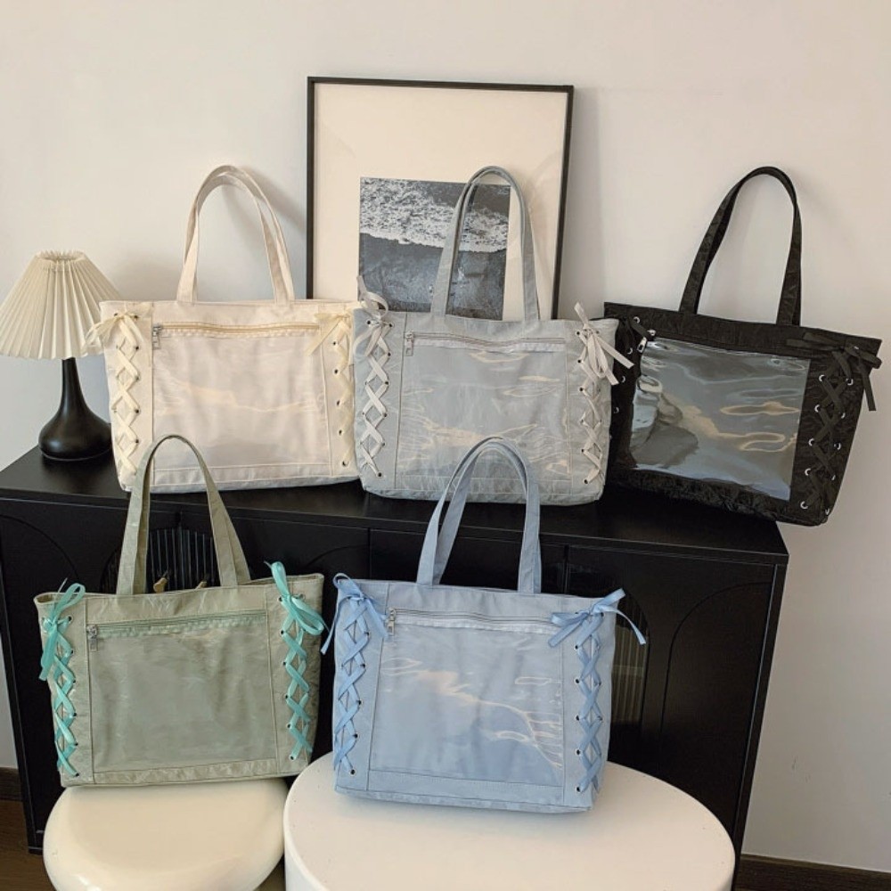 Tote Bag Beach - Lace-up Simple Itabag Badge Display PU