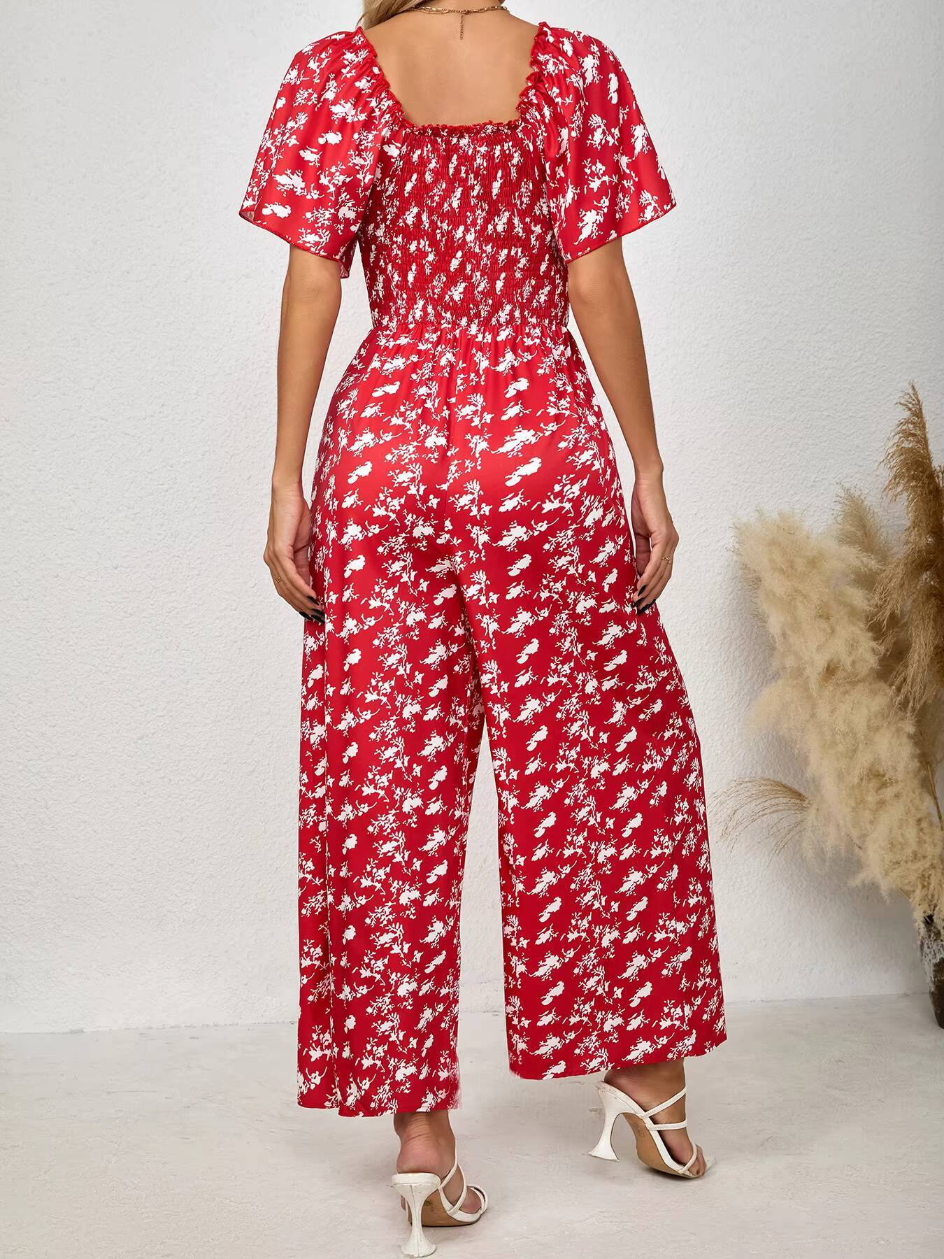 Women's Red Jumpsuit Floral Pr - Romper Floral Print 评论和价格