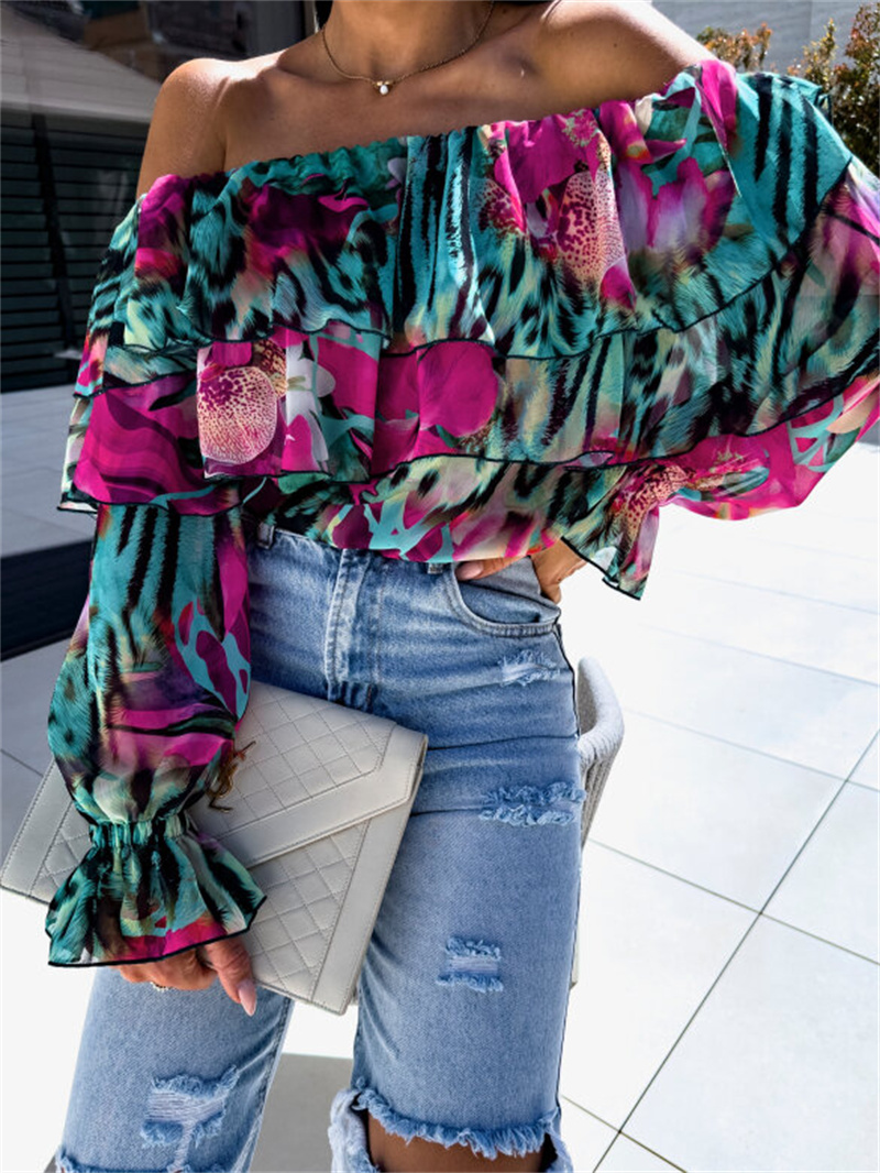 Women Off Shoulder Ruffle Blou - Blouse Off Shoulder 评论和价格