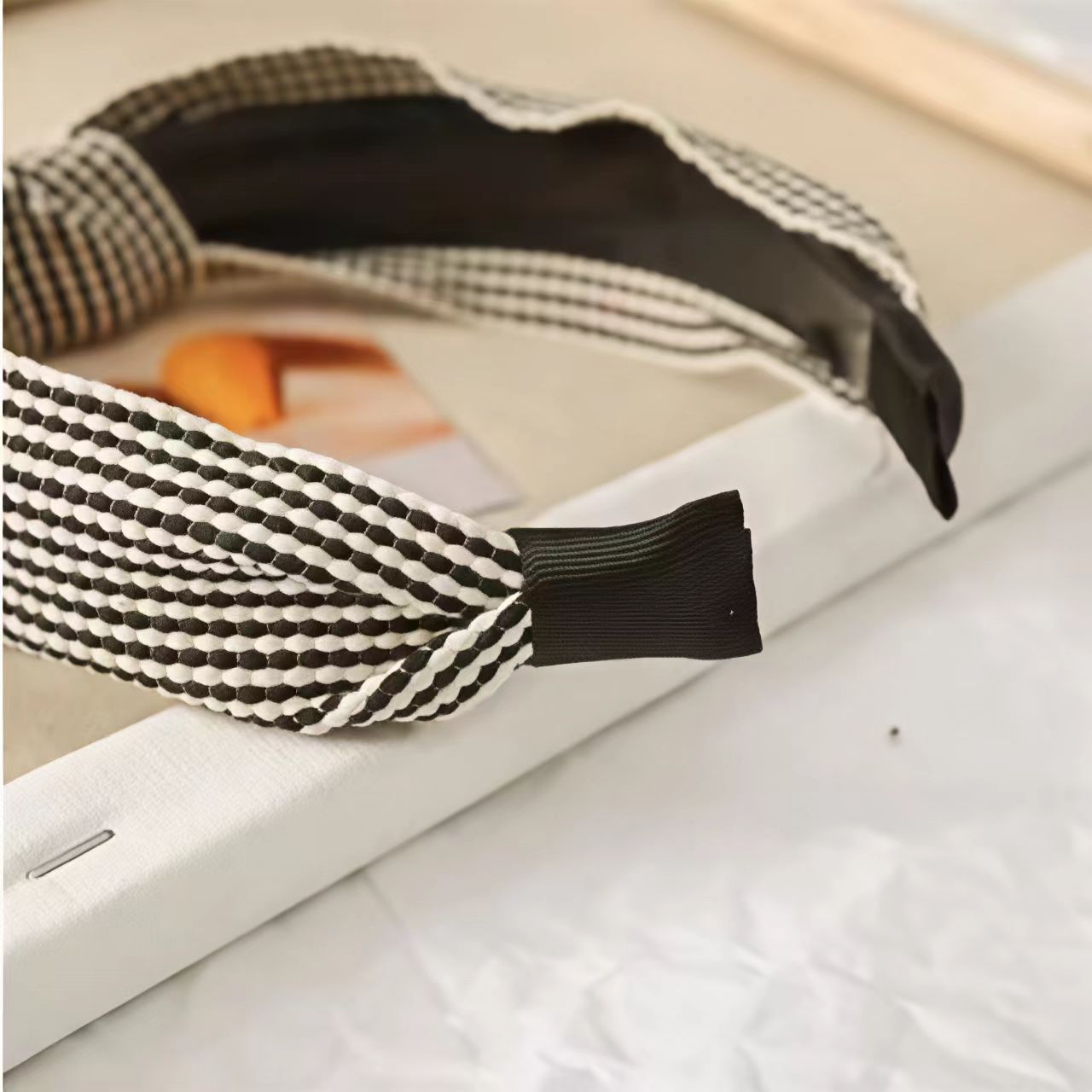 Wide Edged Checkered Headband  - Headband Summer Knit 评论和价格