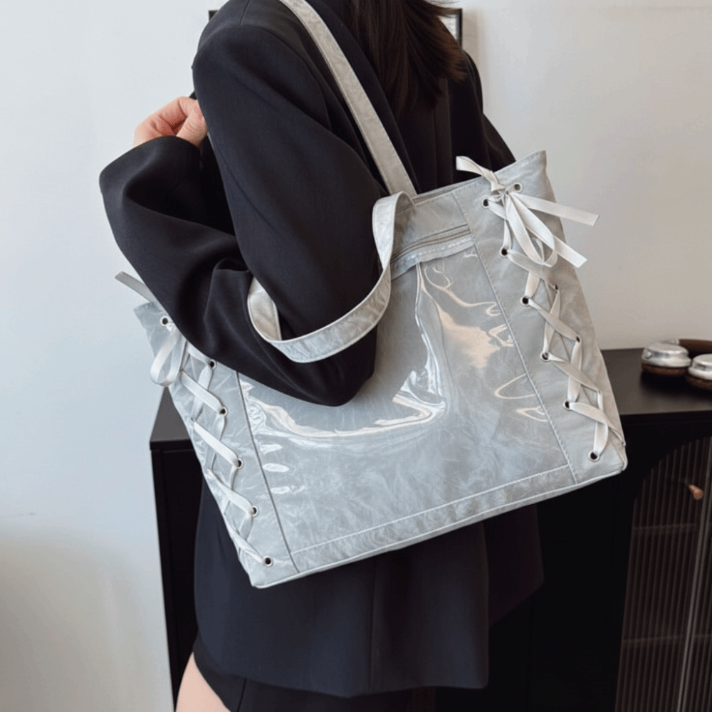 Lace-up Simple Itabag Badge Di - Tote Bag Beach 评论和价格