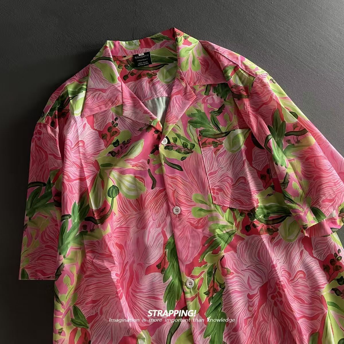 Pink Graffiti Floral Cuban Col - Romper Floral Print 评论和价格