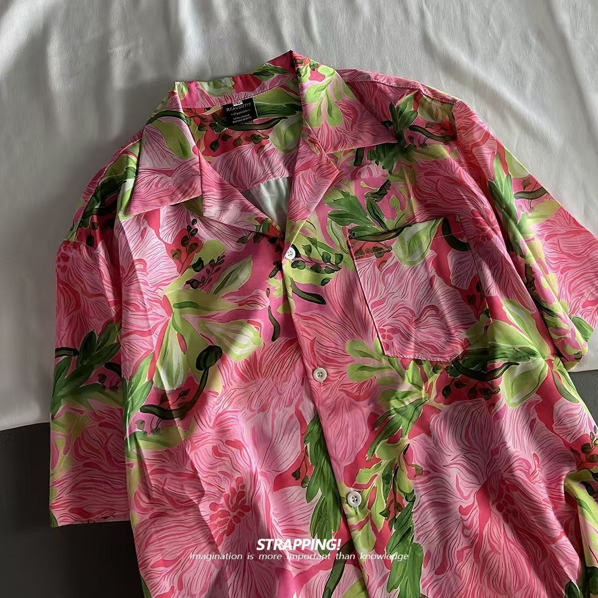 Pink Graffiti Floral Cuban Col - Romper Floral Print 评论和价格