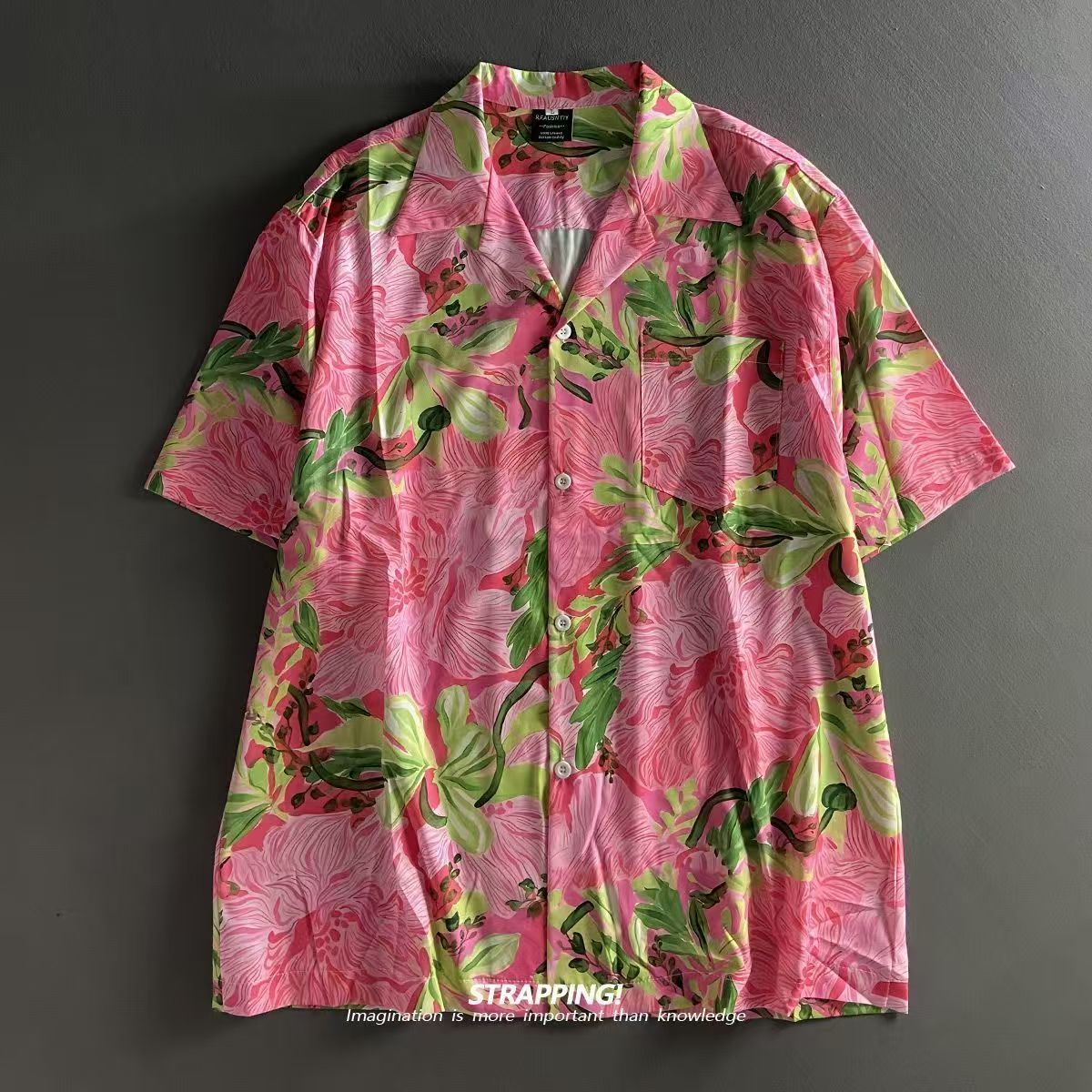 Pink Graffiti Floral Cuban Col - Romper Floral Print 评论和价格