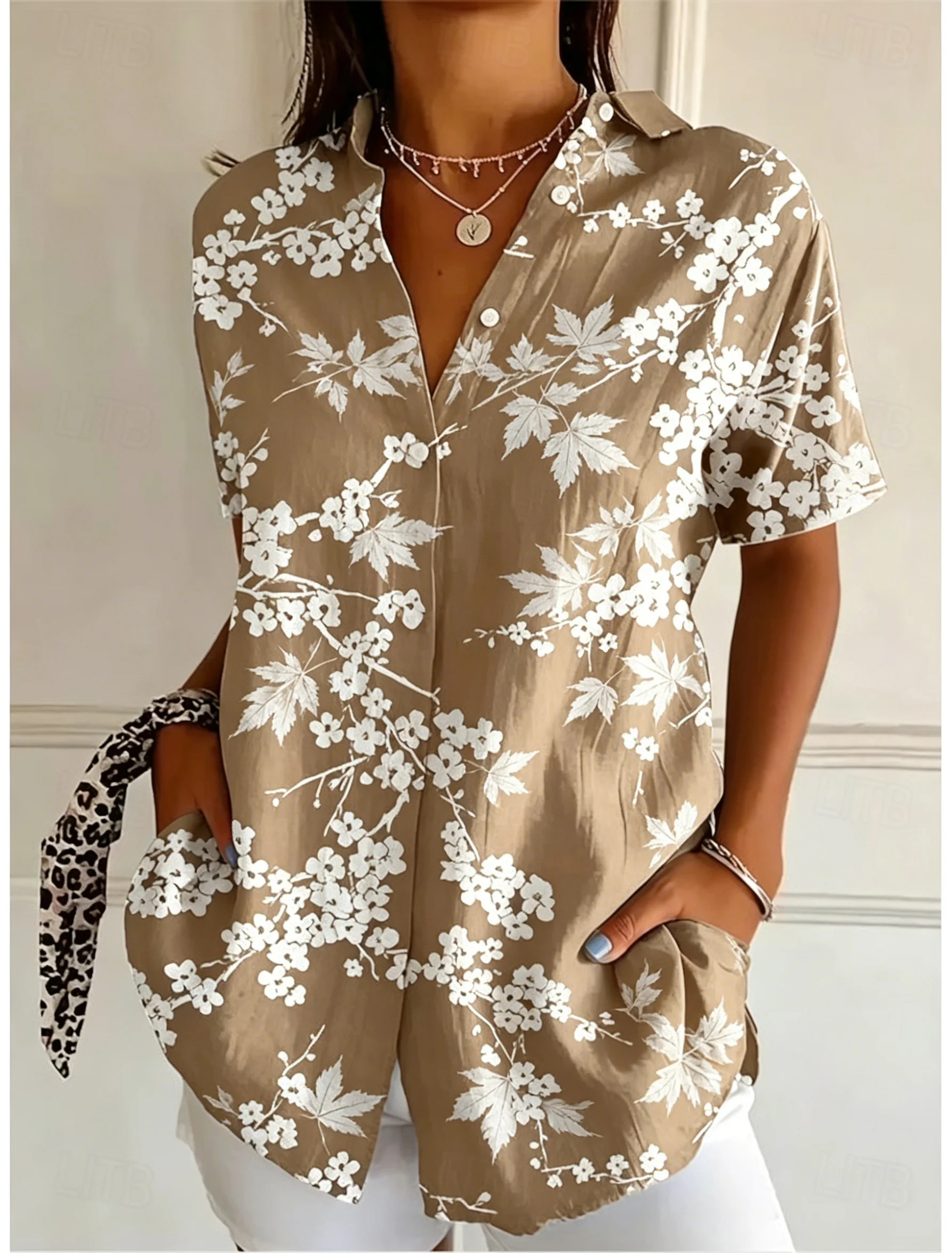 Women's Short Sleeve Floral Pr - Romper Floral Print 评论和价格