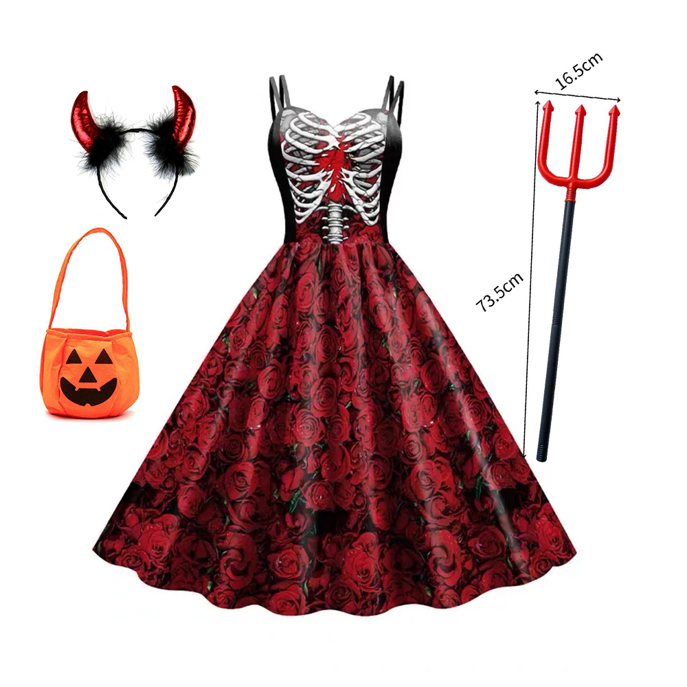 Teen Girls Cosplay Costume Dre - Romper Floral Print 评论和价格